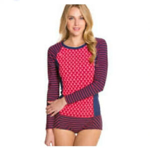 Sherry swim top/ rash guard
Woman’s size lg 
Pit to pit 21”
Length 26”